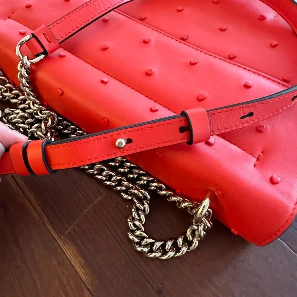 Ferragamo Vara Hearts Shoulder Bag in Candy Apple Red RARE